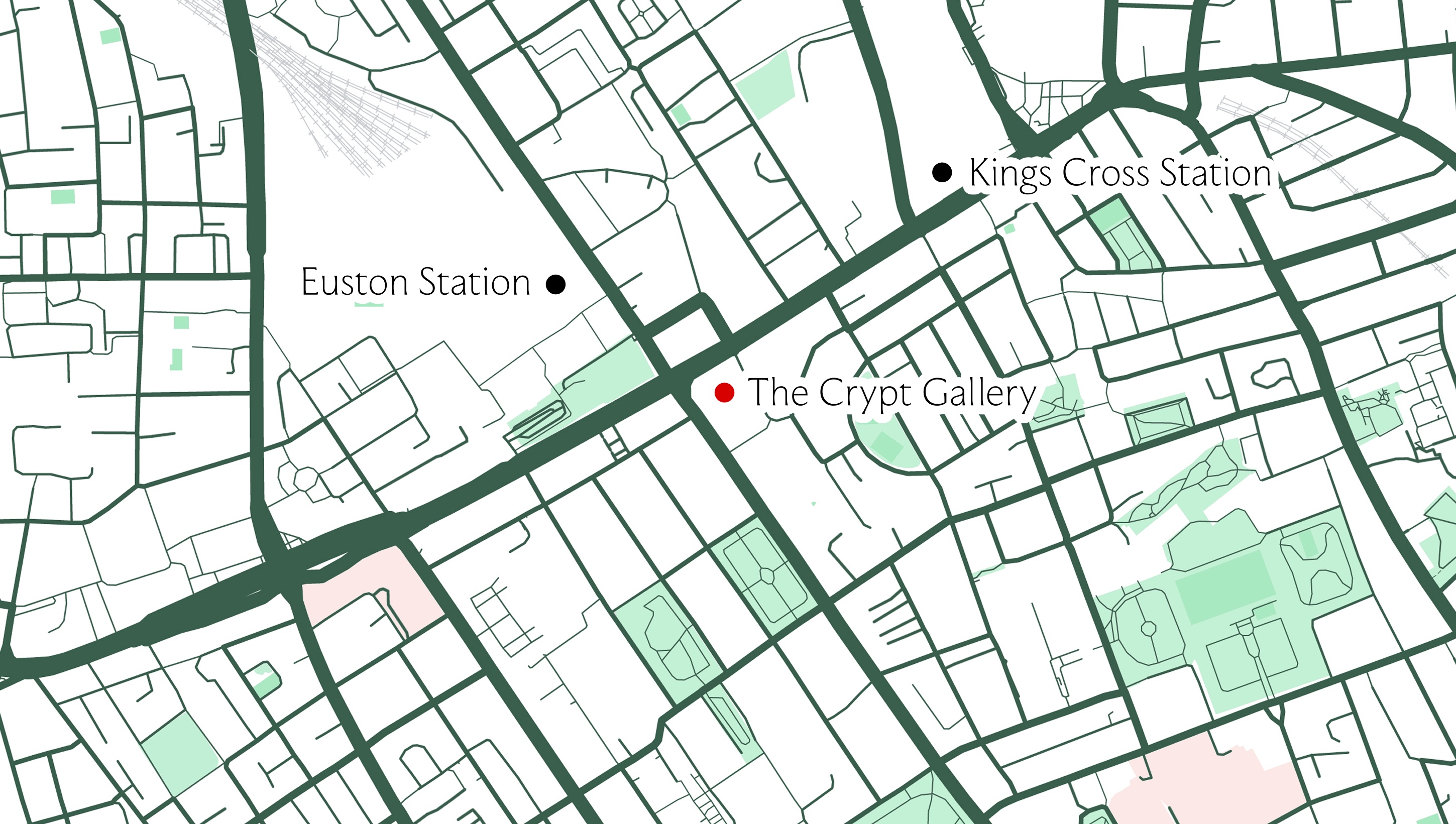 Map showing the location of The Crypt Gallery, London